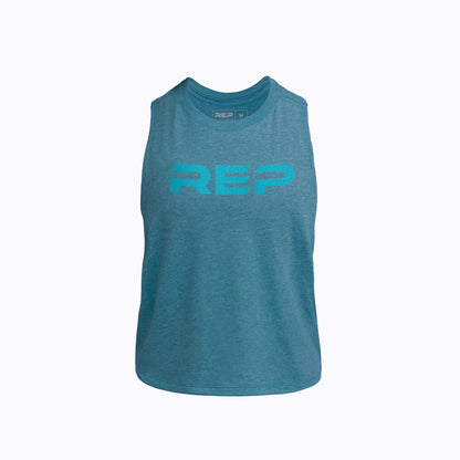 Teal Womens Daily Driver Cropped Dual-Blend Tank