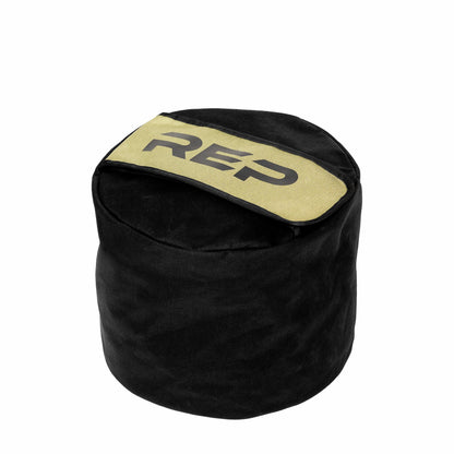Black stone sandbag with 'REP' logo on a white background